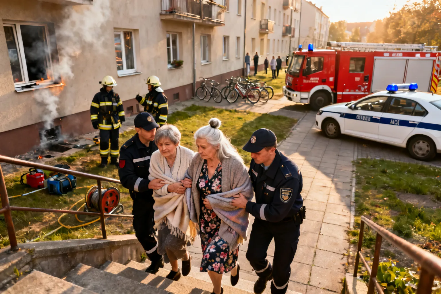 Policjanci ewakuowali dwie seniorki z domu, w którym wybuchł pożar