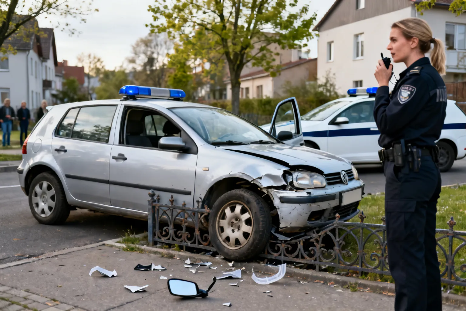 Nietrzeźwa 25‑latka nie zatrzymała się do kontroli, ucieczka zakończona na ogrodzeniu