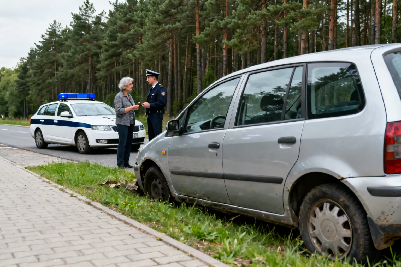 Policjanci odnaleźli 60-latkę, której samochód ugrzązł w lesie